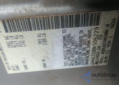 2009 Nissan Altima 2.5/2.5S z USA, uszkodzony, nr VIN 1N4AL21E89N506229